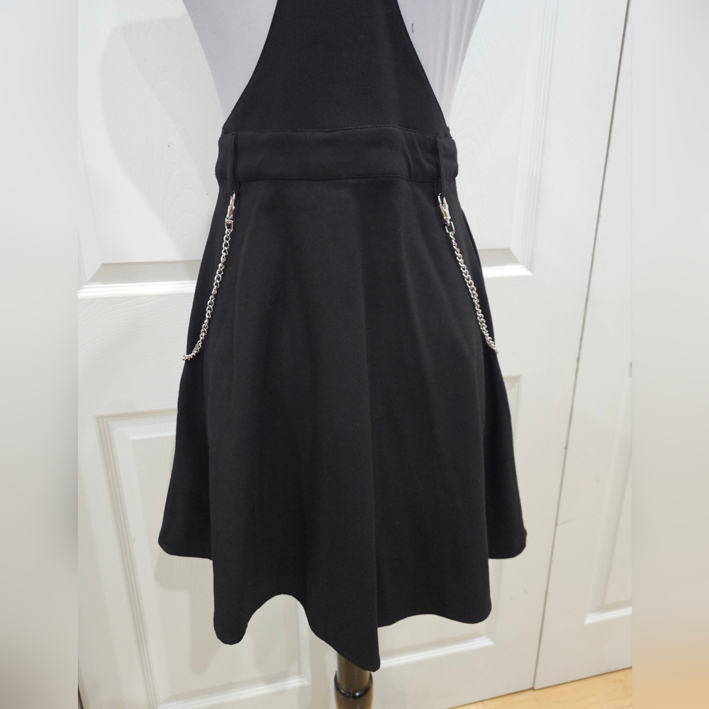 Hot Topic Punk Goth Black O-Ring Zipper & Chain Skirtall Skirt Overall Dress XS - Picture 10 of 16